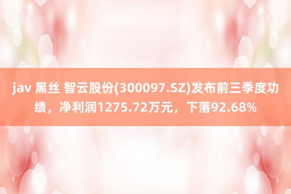 jav 黑丝 智云股份(300097.SZ)发布前三季度功绩，净利润1275.72万元，下落92.68%