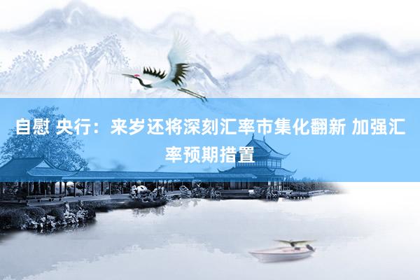 自慰 央行：来岁还将深刻汇率市集化翻新 加强汇率预期措置