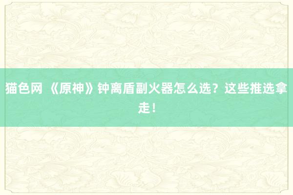 猫色网 《原神》钟离盾副火器怎么选？这些推选拿走！