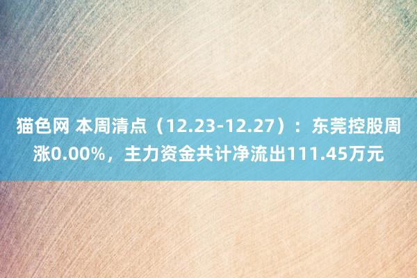 猫色网 本周清点（12.23-12.27）：东莞控股周涨0.00%，主力资金共计净流出111.45万元
