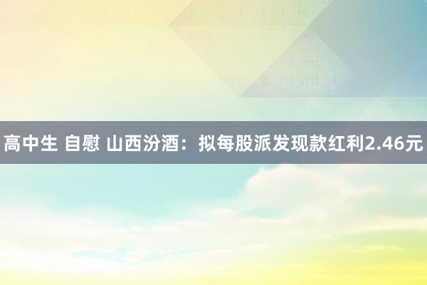 高中生 自慰 山西汾酒：拟每股派发现款红利2.46元