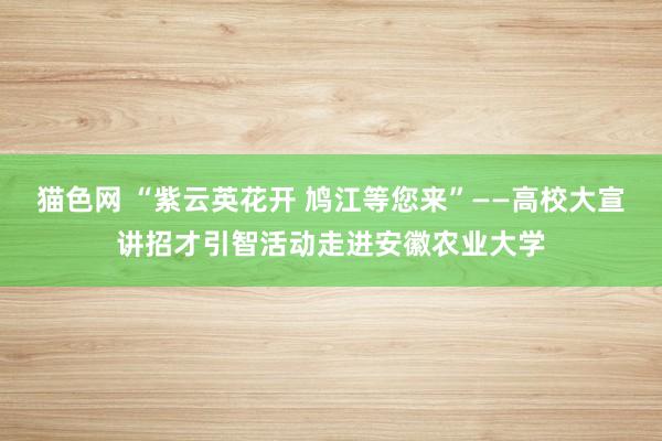 猫色网 “紫云英花开 鸠江等您来”——高校大宣讲招才引智活动走进安徽农业大学